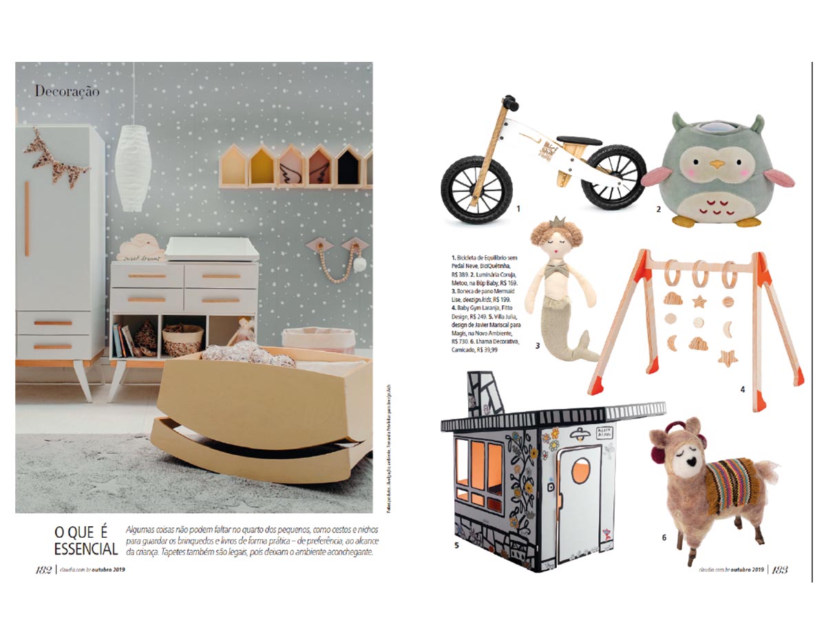 Página da Revista Cláudia com a Biciquetinha em pauta de decoração infantil